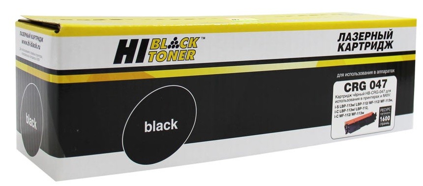 Тонер-картридж Hi-Black (HB-№047) для Canon i-SENSYS LBP112w/113w/MF112/113w, 1,6K