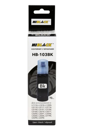 Контейнер с чернилами Hi-Black (HB-103BK) для Epson L3100/3101/3110/3150, C13T00S14A, Bk, 70ml