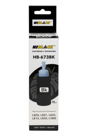 Контейнер с чернилами Hi-Black  (HB-673BK) для Epson L800/L801/L810/L850, C13T67314A, Bk, 70ml