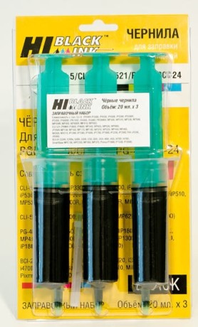 Заправка в шприцах Hi-Black для Canon CLI-521/PG-50/PG-510, Bk, 3x20 мл.