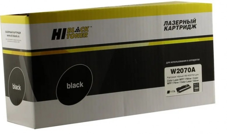 Тонер-картридж Hi-Black (HB-W2070A) для HP CL 150a/150nw/MFP178nw/179fnw, 117A, Bk, 1K б/ч, ПУ